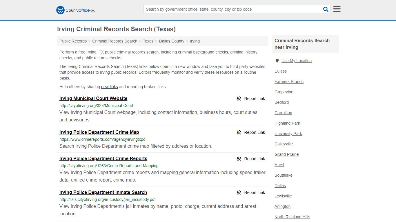 Criminal Records Search - Irving, TX (Arrests, Jails ...